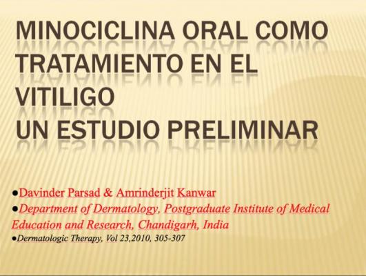Minociclina oral como tratamiento en el vitiligo